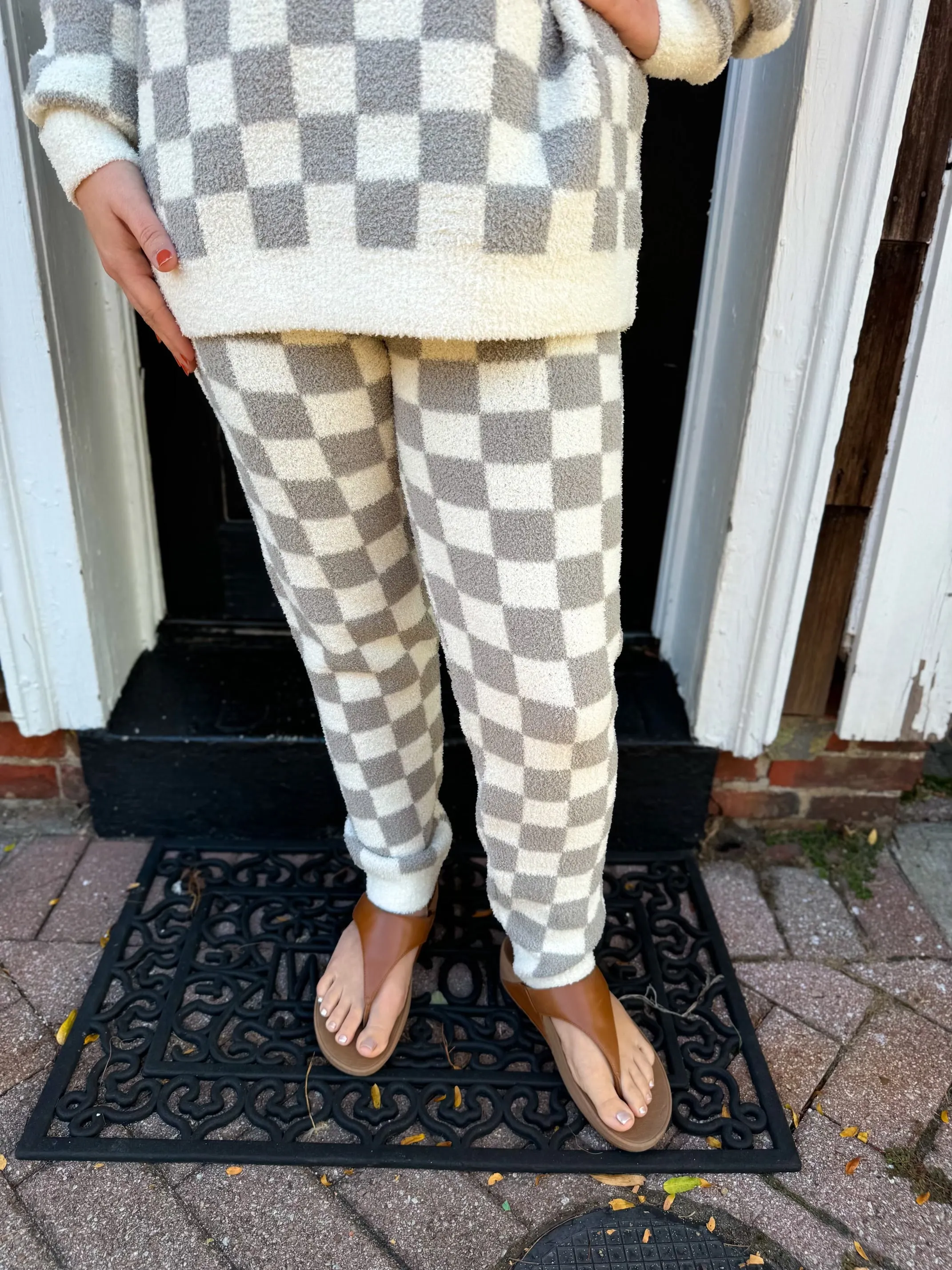 Gray Checkered Luxury Pajama Bottoms