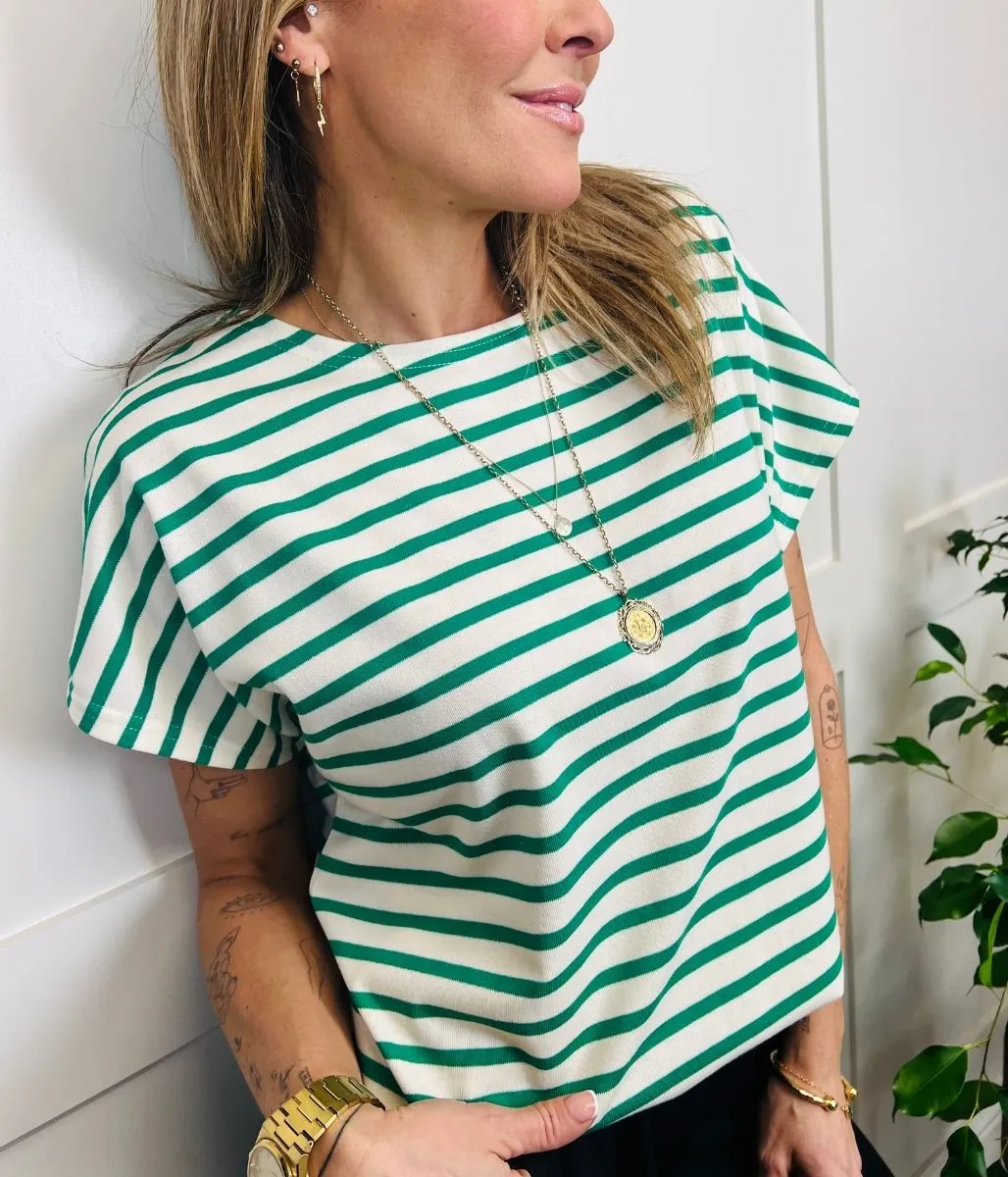 Green Stripe Relaxed Top