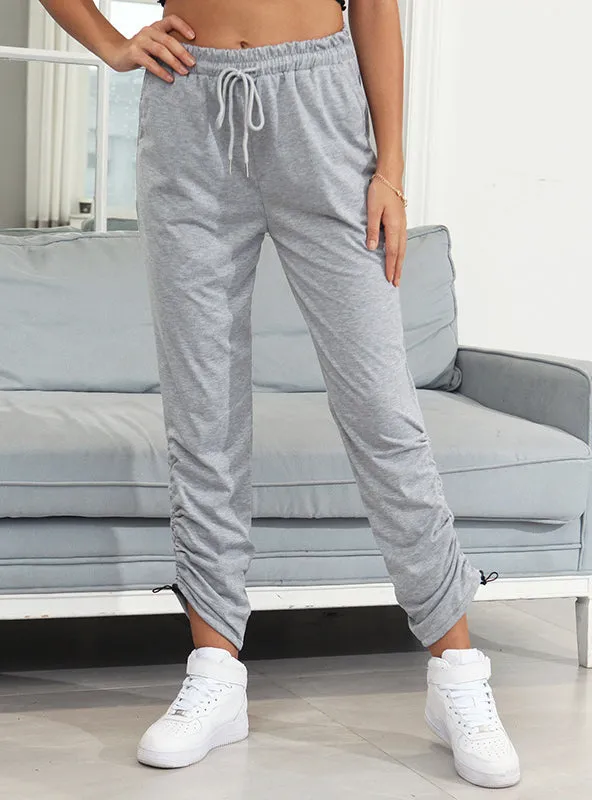 Grey Straight Solid Color Casual Pants