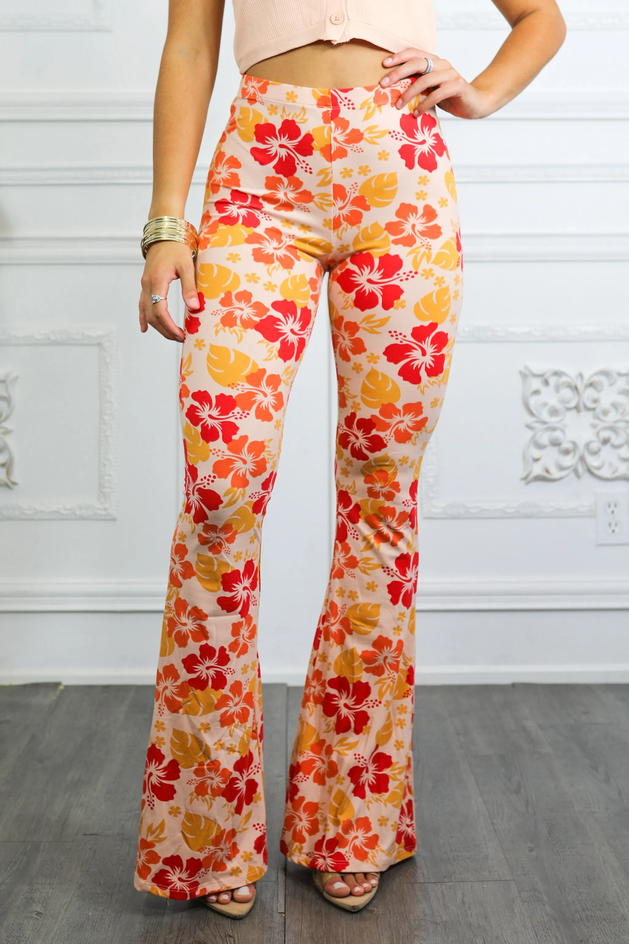 Hibiscus Floral Arrangement Bell Bottoms