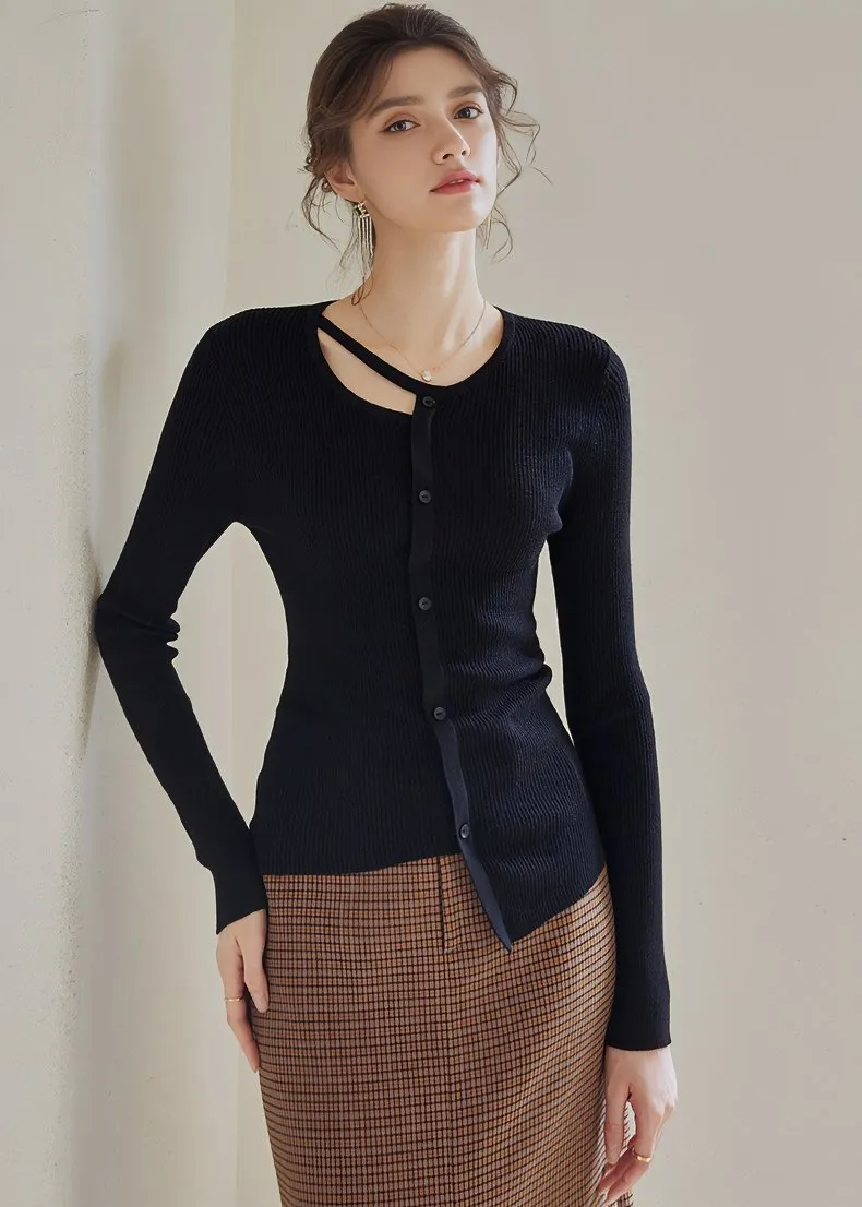 IRREGULAR SLIM KNIT CARDIGAN