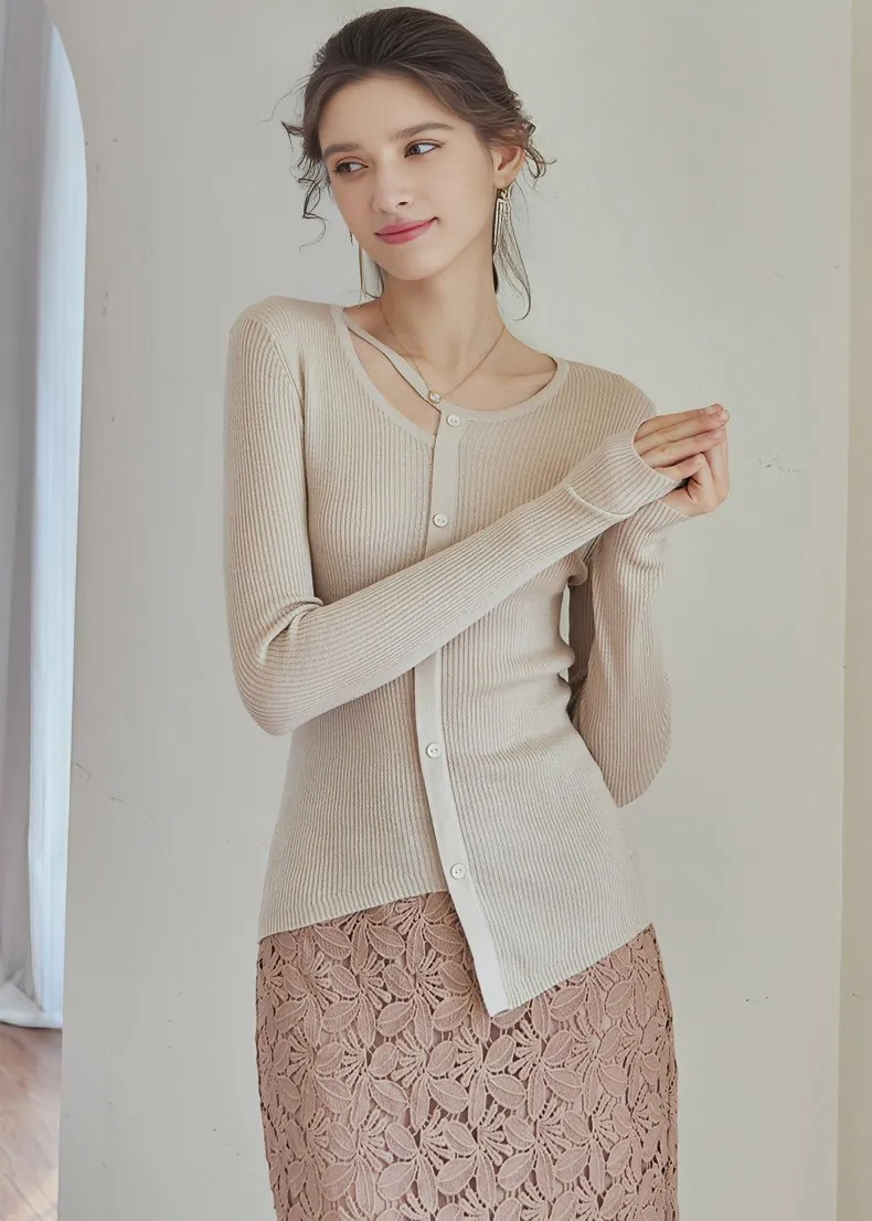 IRREGULAR SLIM KNIT CARDIGAN