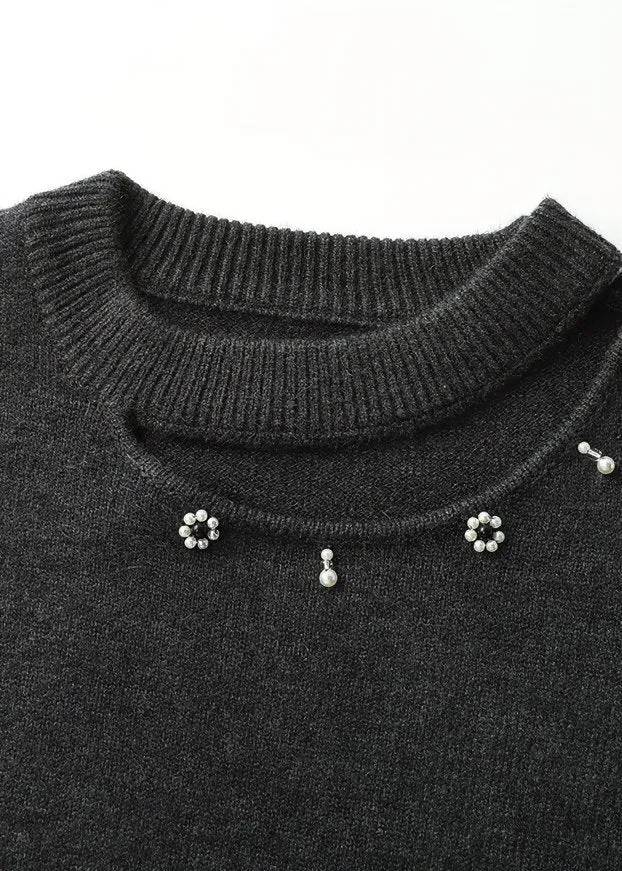 JEWEL NECK CUT-OUT KNIT