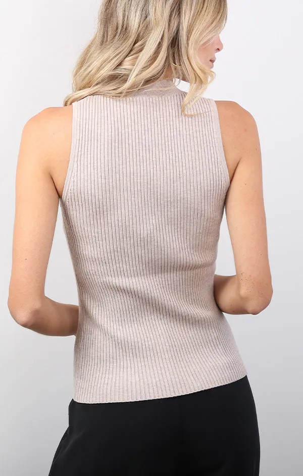 Kara Mock Neck Ribbed Tank