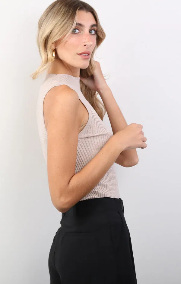 Kara Mock Neck Ribbed Tank