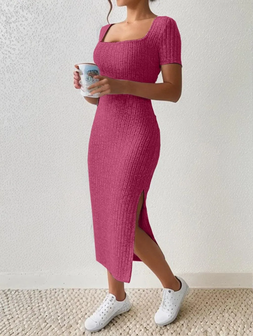 Knitted Slit Dress: Effortlessly Stylish Summer Attire