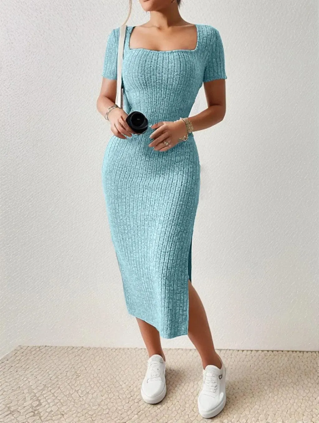 Knitted Slit Dress: Effortlessly Stylish Summer Attire