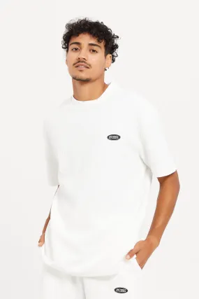 Men White Jacquard Lounge Swetshirt