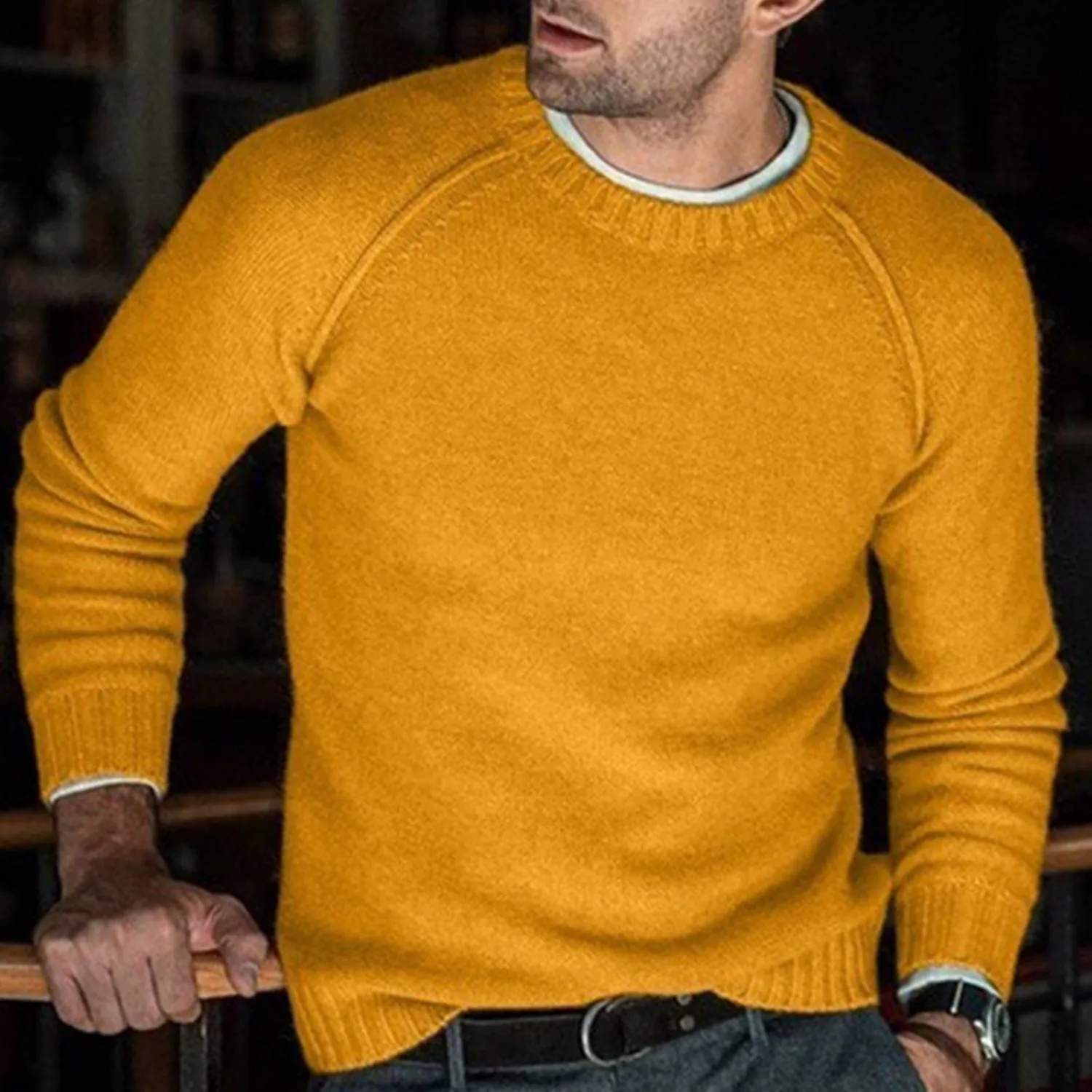 Men's Autumn/Winter Casual O-Neck Warm Solid Sweater