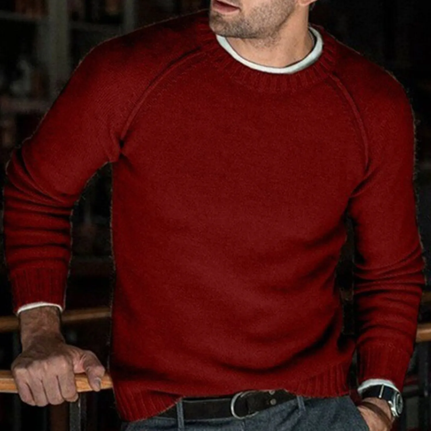 Men's Autumn/Winter Casual O-Neck Warm Solid Sweater