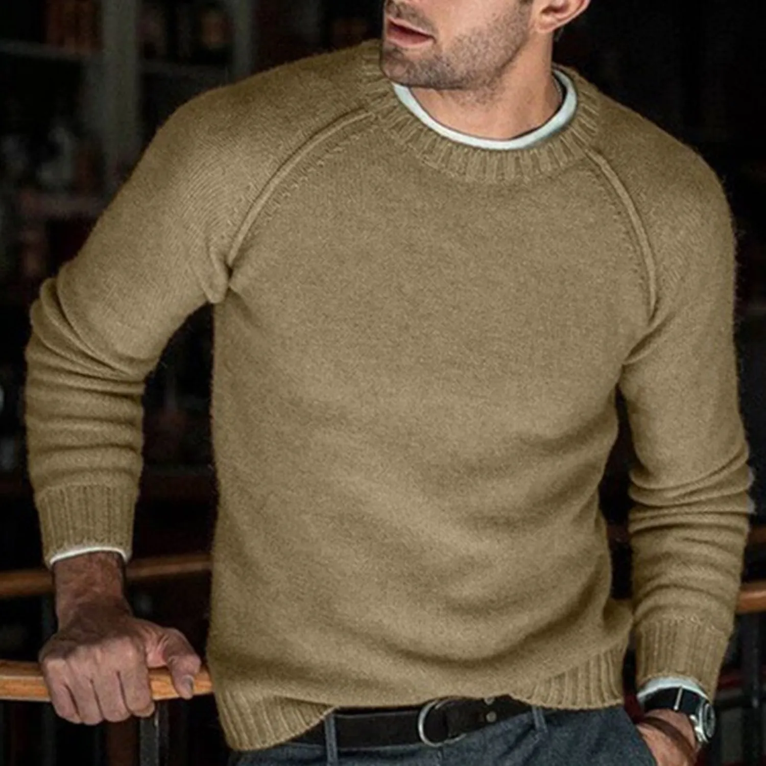 Men's Autumn/Winter Casual O-Neck Warm Solid Sweater