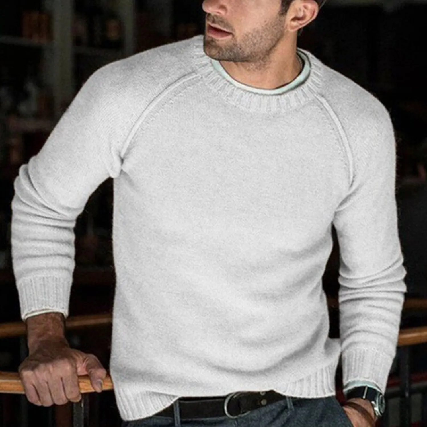 Men's Autumn/Winter Casual O-Neck Warm Solid Sweater