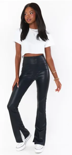 Nashville Pull On Flare- Black Faux Leather