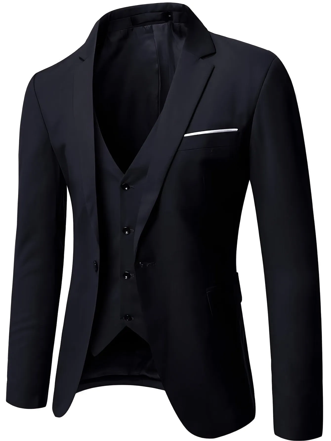 Nukty Mens Slim Fit Suit One Button 3-Piece Blazer Dress Business Wedding Party Jacket Vest & Pant