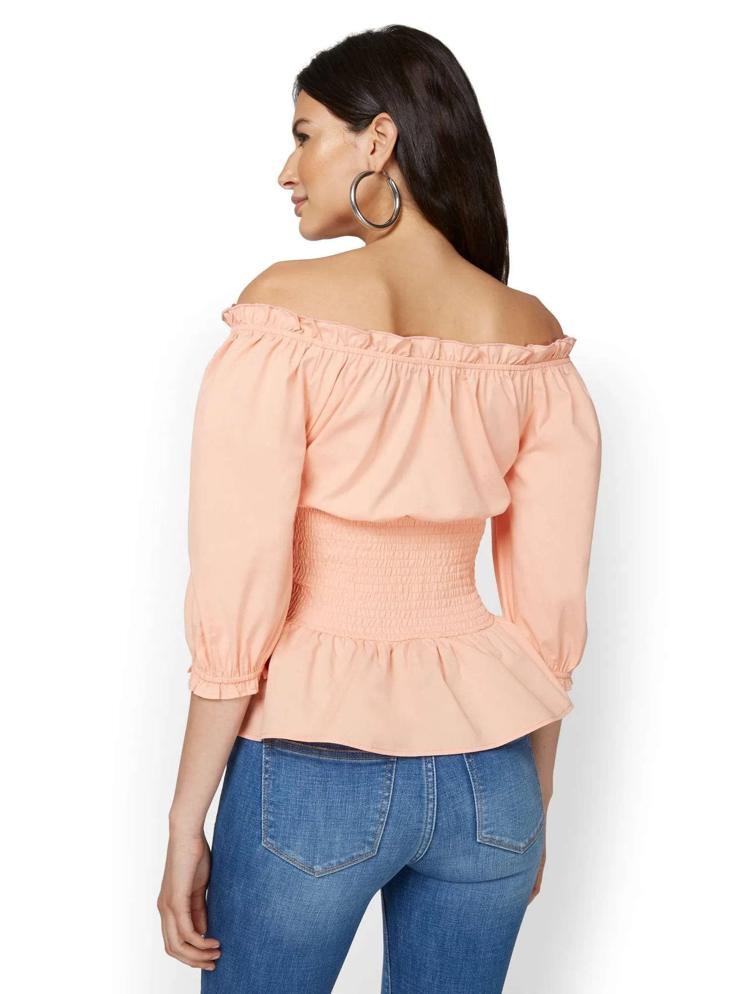 Off-The-Shoulder Poplin Corset Top - Lily & Cali