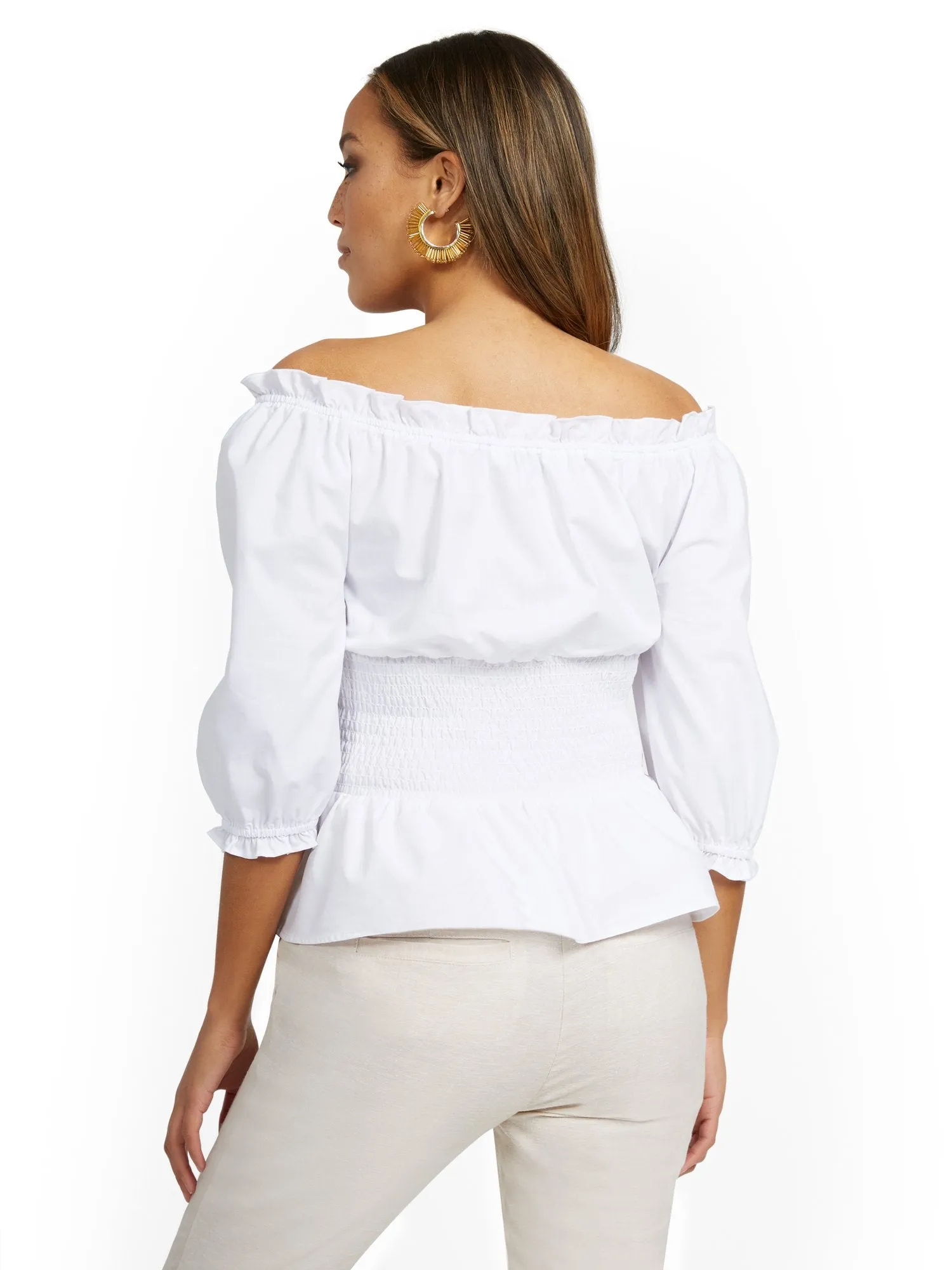 Off-The-Shoulder Poplin Corset Top - Lily & Cali