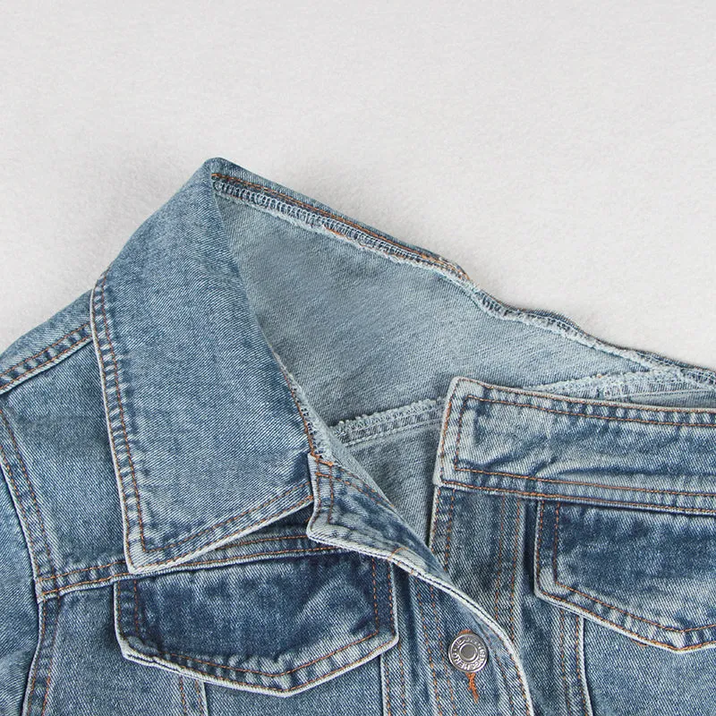 One Shoulder Denim Jacket