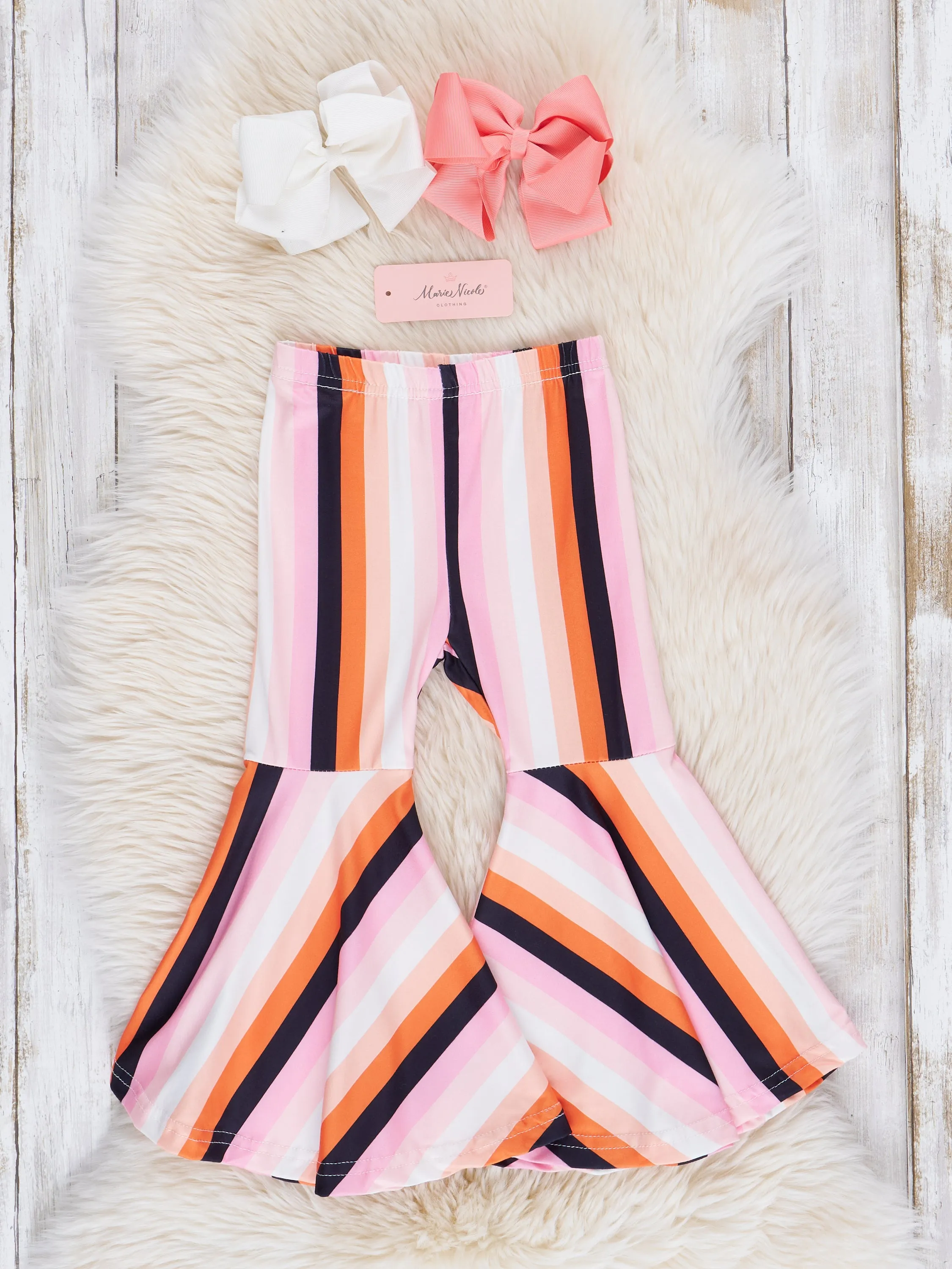 Orange "Spooky Vibes" Striped Bell Bottom Outfit