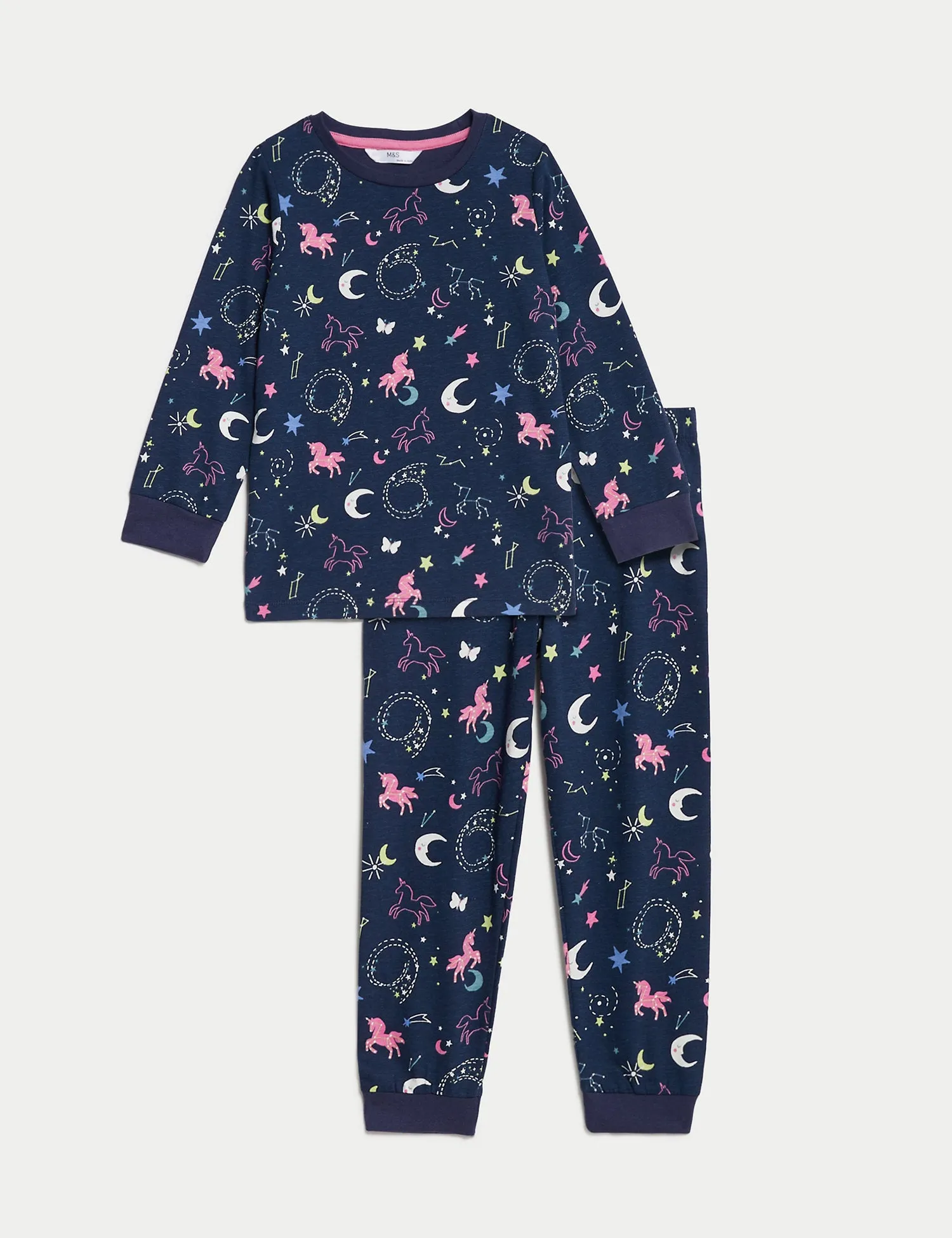 Pure Cotton Glow In The Dark Unicorn Pyjamas