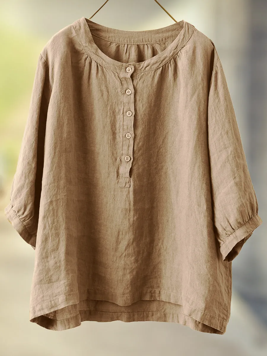 Relaxed Button Front Top