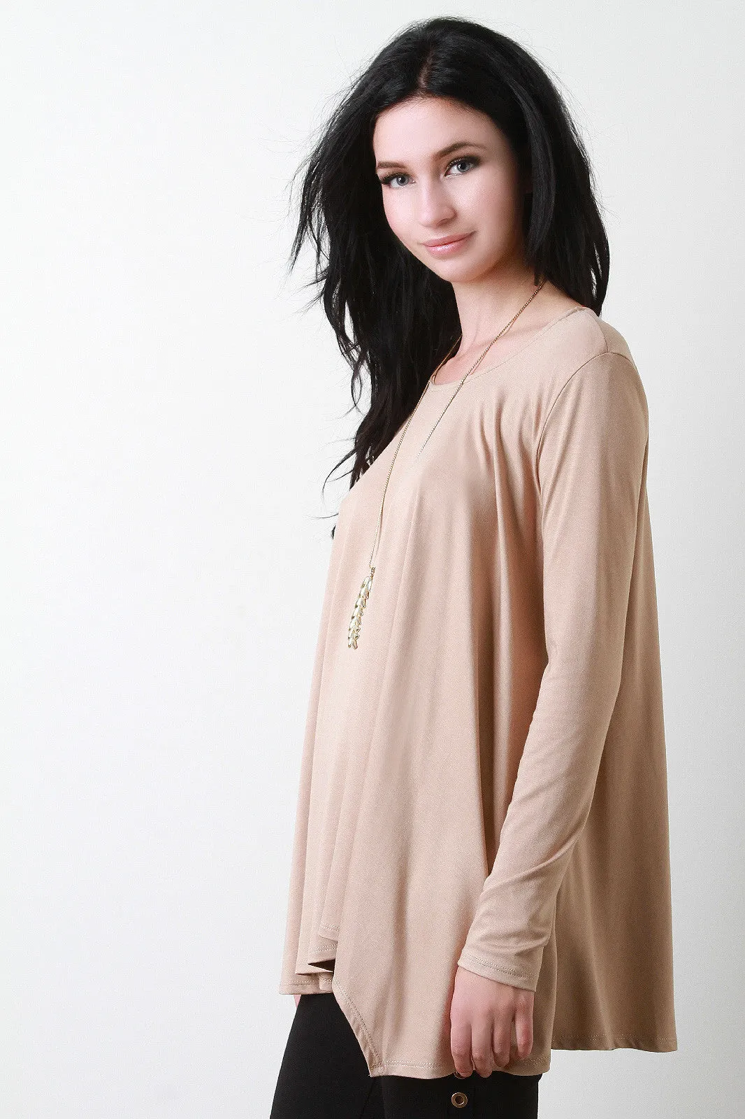 Relaxed Fit Asymmetrical Hem Top