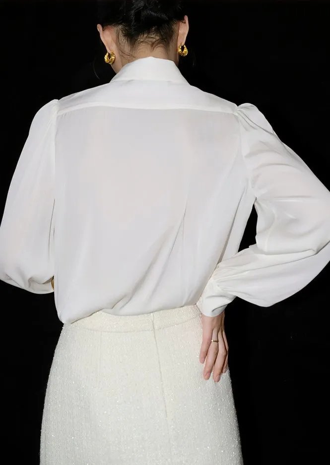 RUFFLE TIE SILK SHIRT