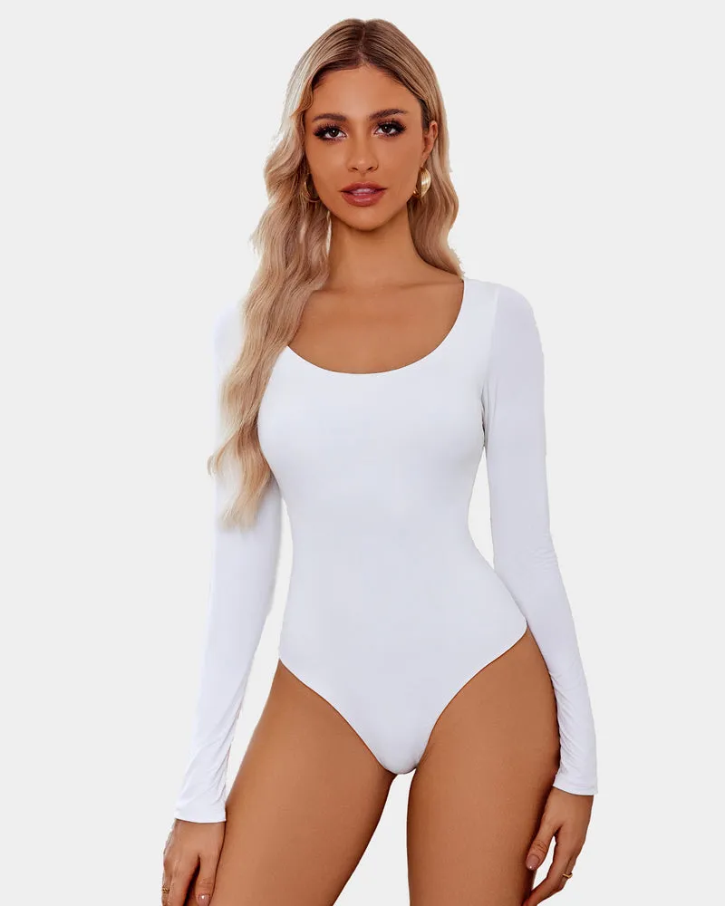 Scoop Neck Bodysuit Shapewear Going Out Tops