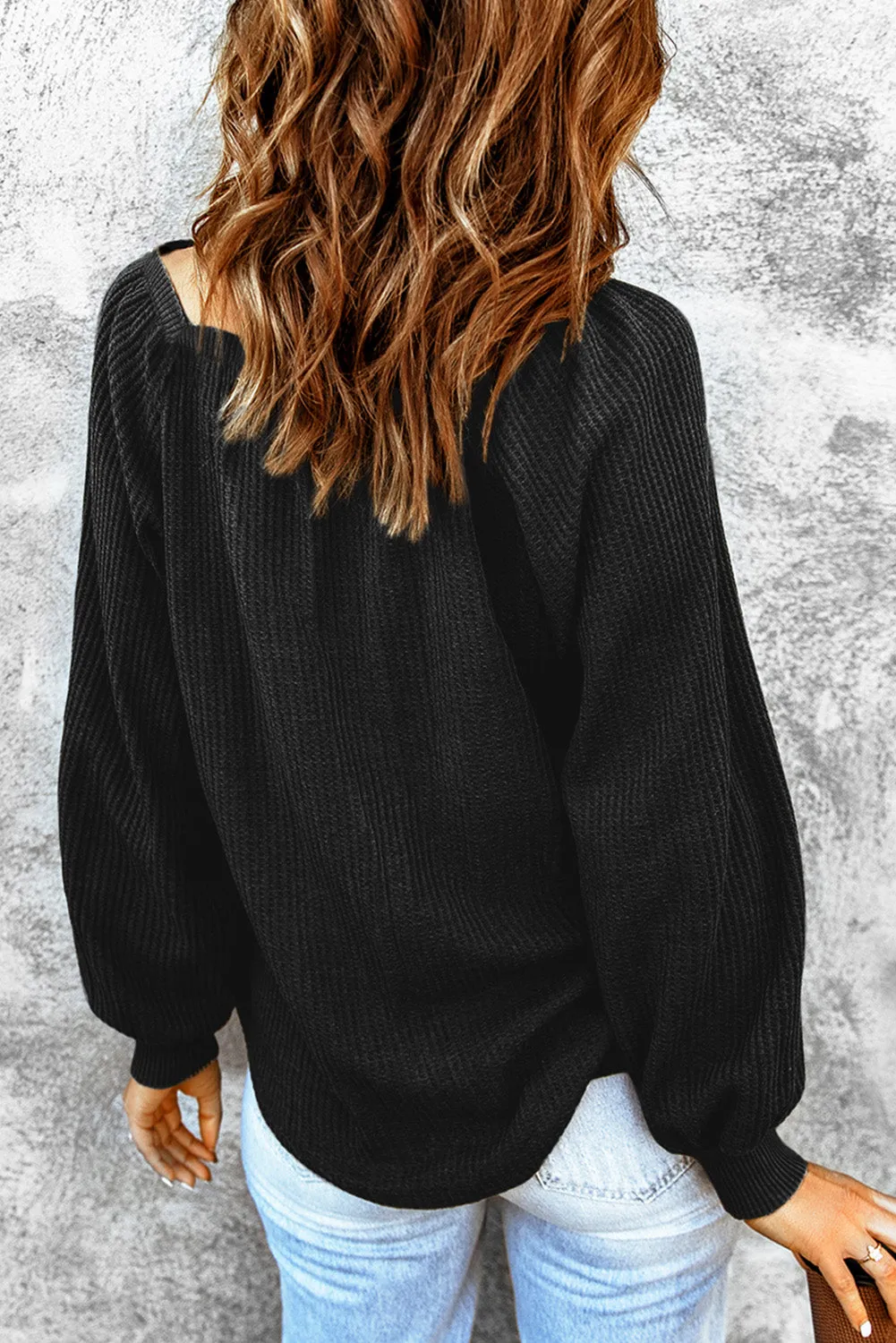 Scoop Neck Waffle Knit Top