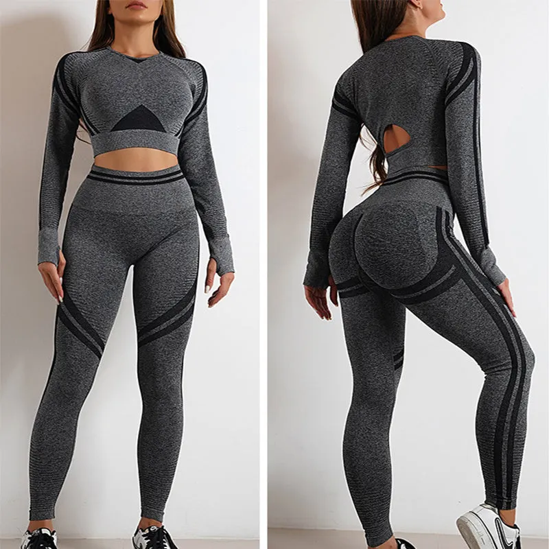 Seamless Yoga Pants Sports Gym Fitness Leggings Or Long Sleeve Tops Outfits Butt Lifting Slim Workout Sportswear Clothing