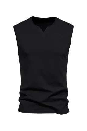 Sleeveless Black V-neck Summer Men's T-shirt