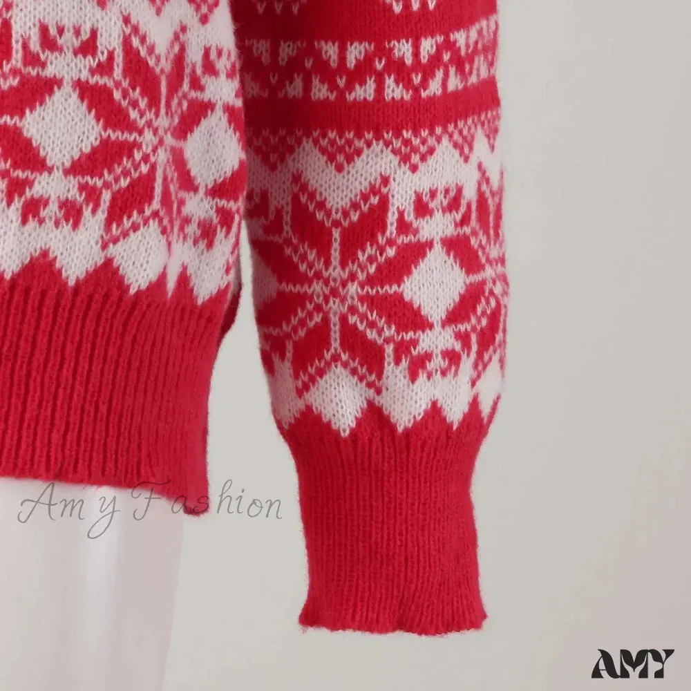 Soft O Neck Long Sleeve Thick Warm Christmas Sweater