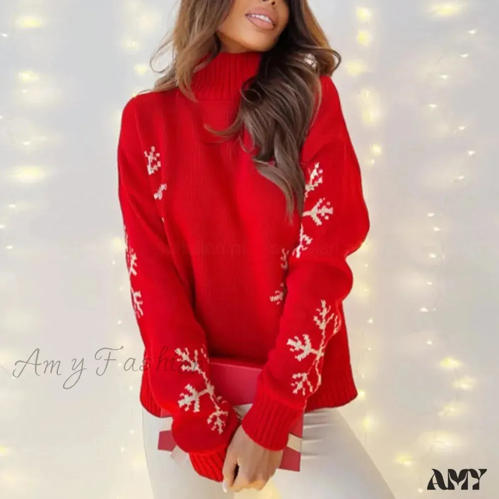 Soft O Neck Long Sleeve Thick Warm Christmas Sweater