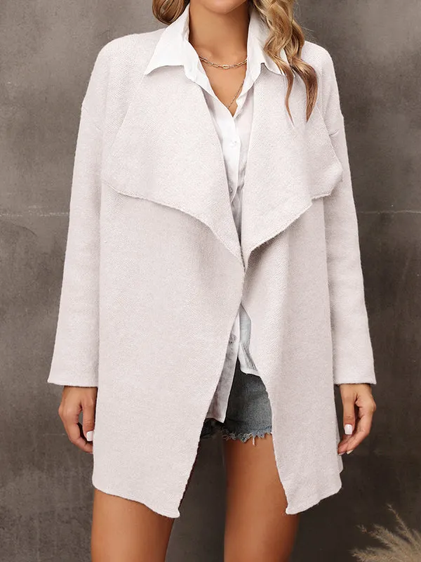 Solid Color Batwing Sleeves Long Sleeves Lapel Outerwear