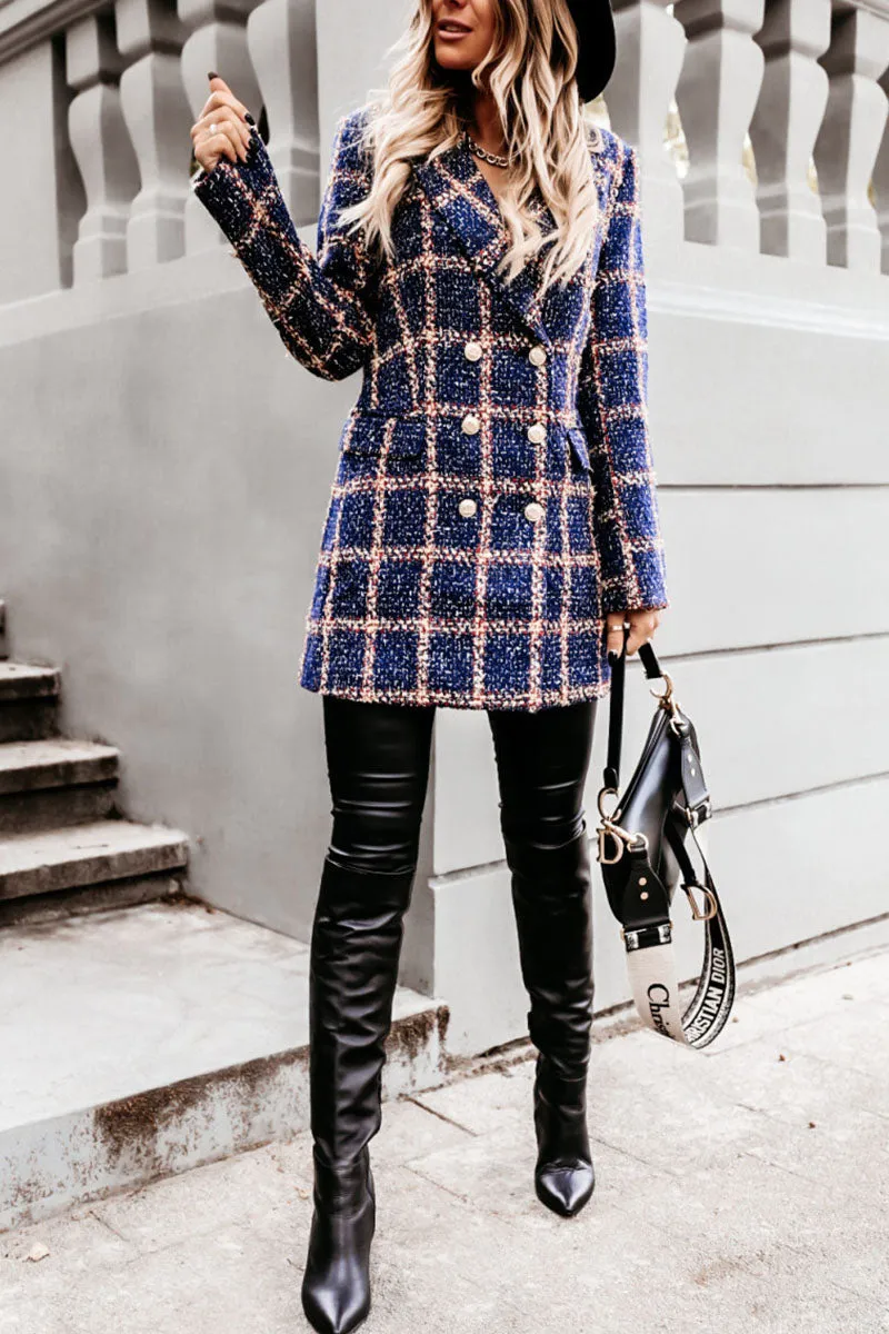 Stay Stylish with Plaid Turn-back Collar Outerwear