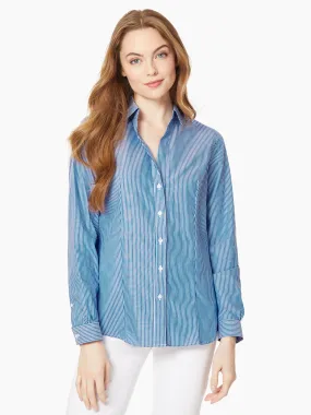 Striped Easy-Care Button-Up Shirt