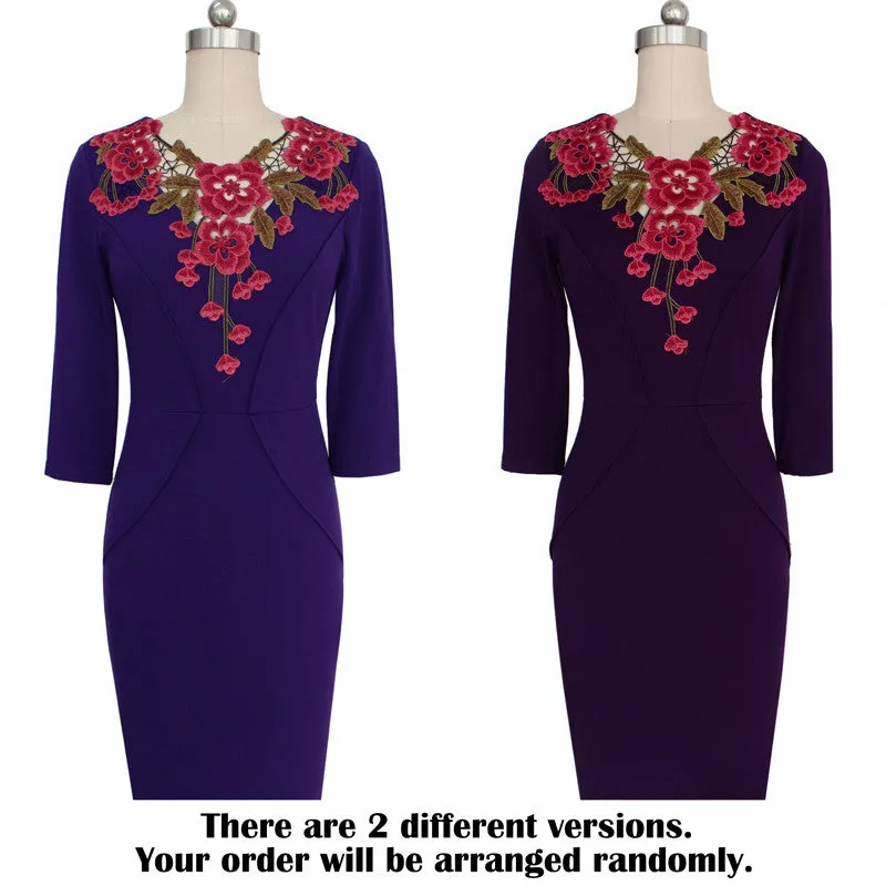 Stylish Elegant Applique embroidery Crochet Party Dress