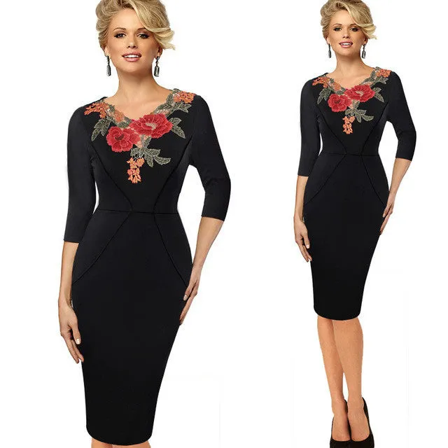 Stylish Elegant Applique embroidery Crochet Party Dress