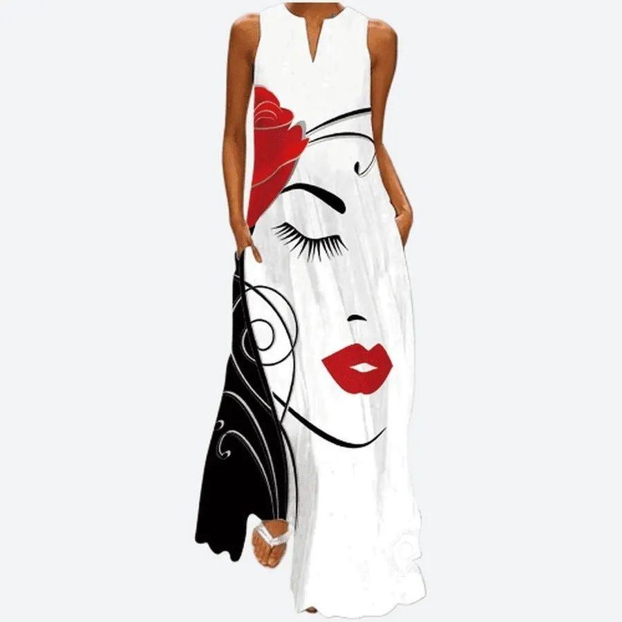 Stylish Printed Sleeveless Long Dresses