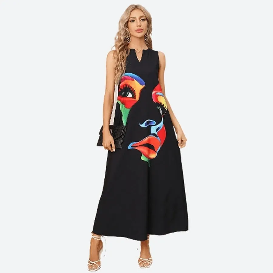 Stylish Printed Sleeveless Long Dresses