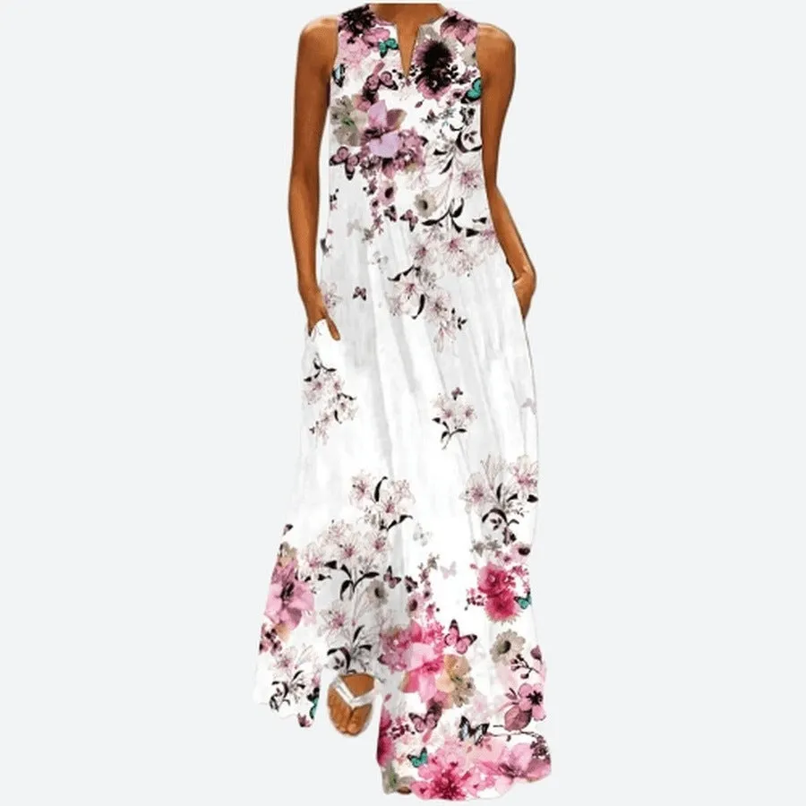 Stylish Printed Sleeveless Long Dresses