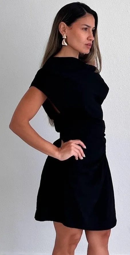 Stylish Splendor Black Asymmetrical Dress