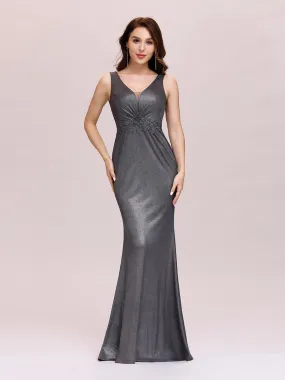 Stylish V Neck Sleeveless Long Fishtail Evening Dress for Party