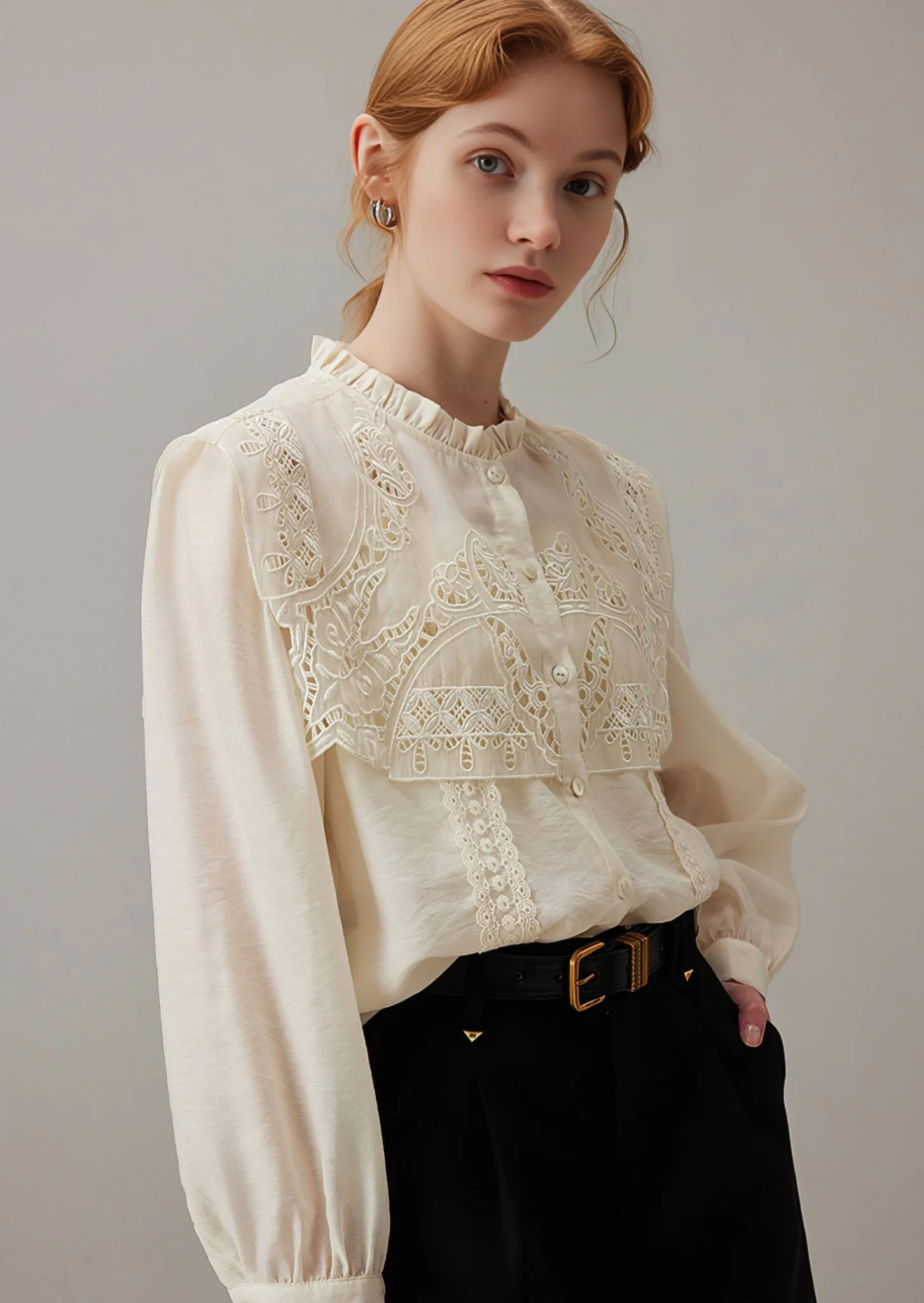 SWEET STYLE LONG SLEEVE PANEL LOOSE SHIRT