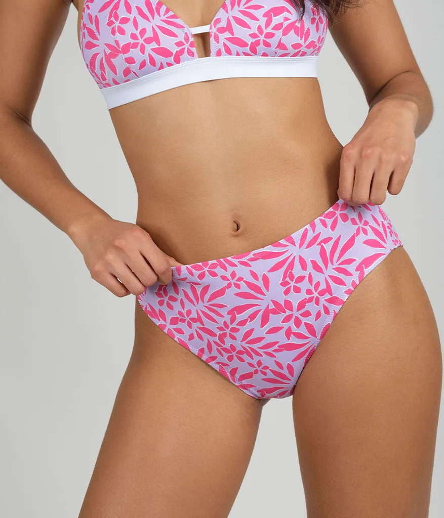 The Swim High Waist Bikini Bottom: Retro Palm Print