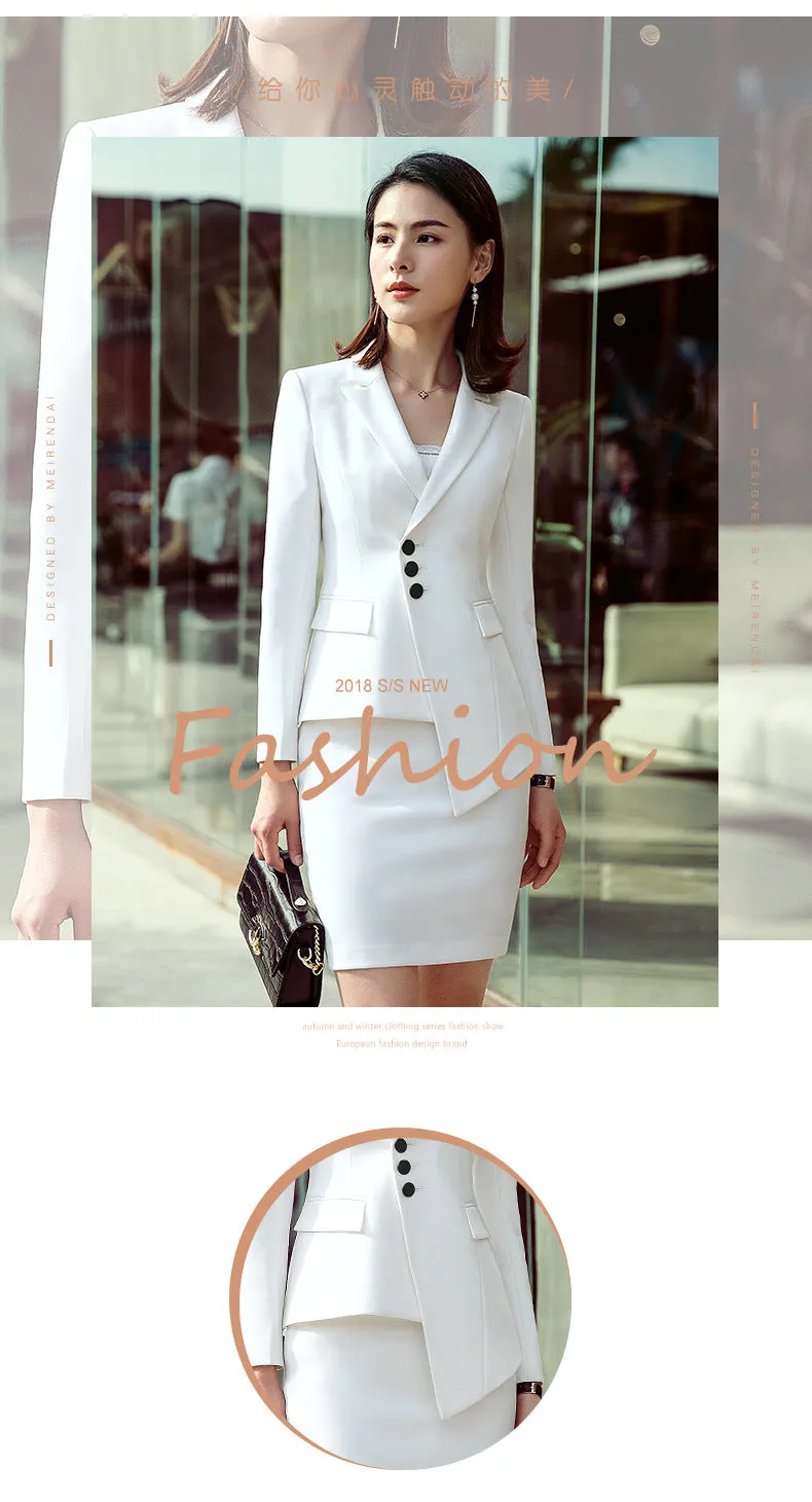 Uniform Sets Women Long Sleeved Trendy Elegant Feminine White Casual Suits Formal Cargo Skirt