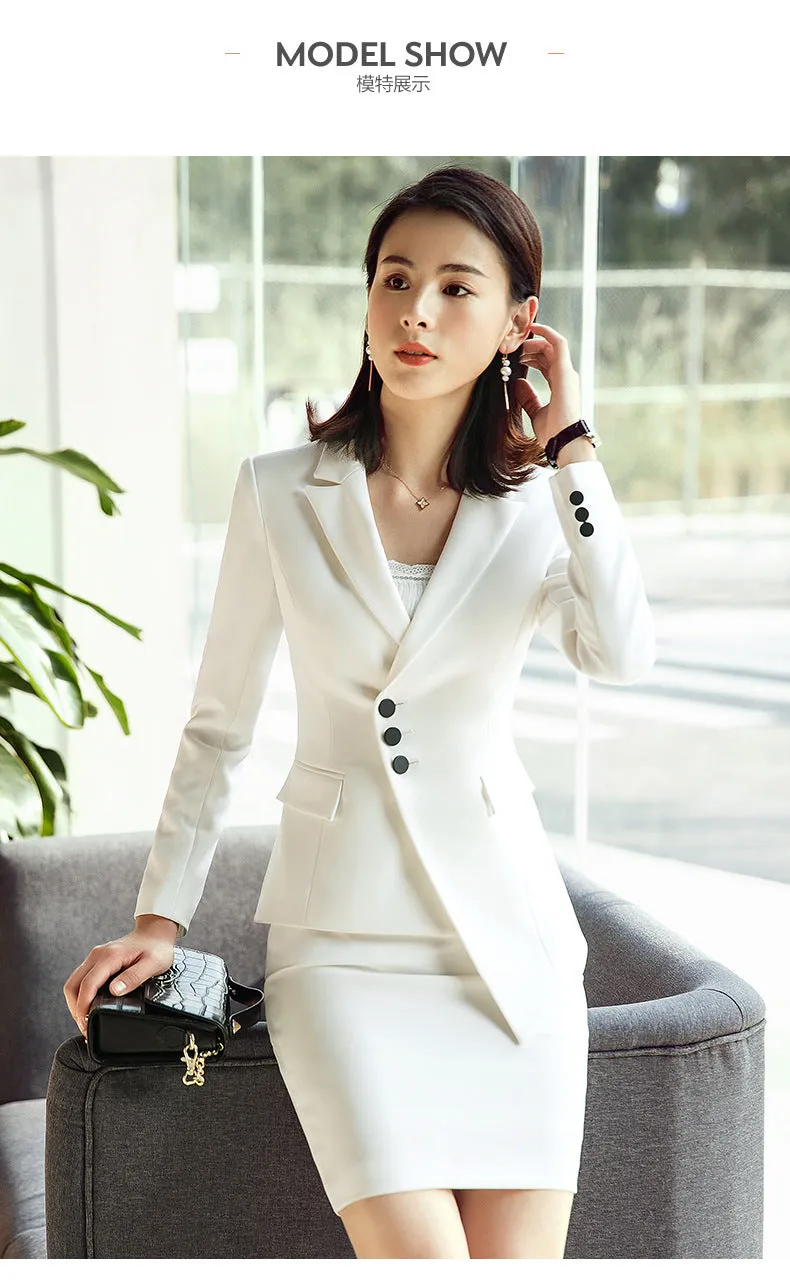 Uniform Sets Women Long Sleeved Trendy Elegant Feminine White Casual Suits Formal Cargo Skirt