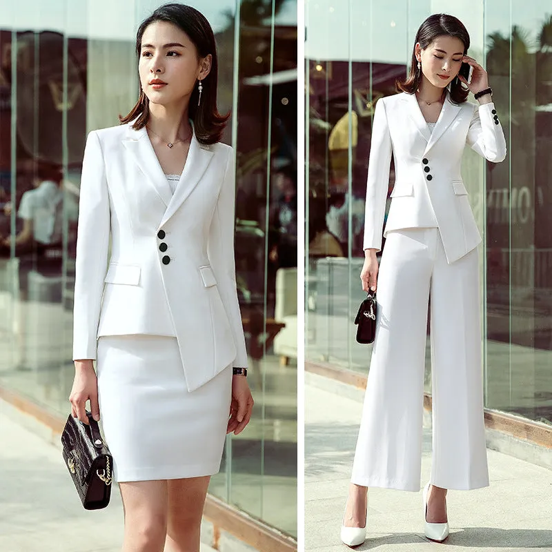 Uniform Sets Women Long Sleeved Trendy Elegant Feminine White Casual Suits Formal Cargo Skirt