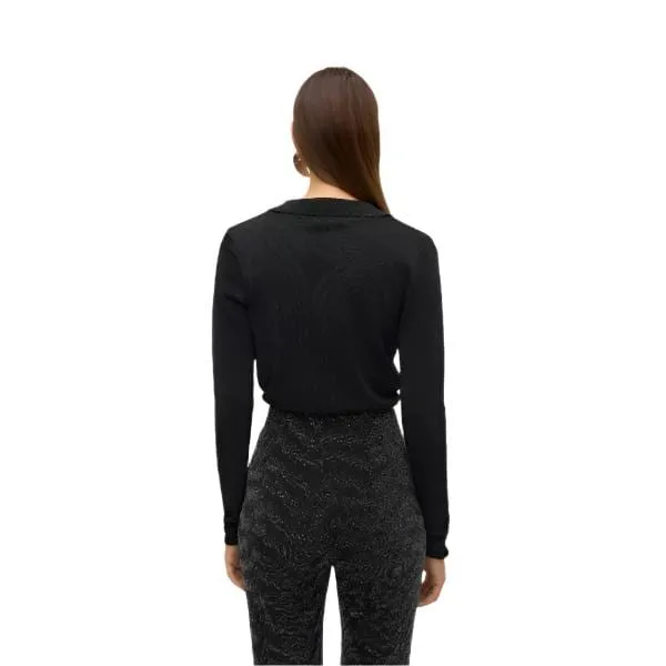 Vero Moda AWARE Vmnight Long sleeves V-neck Polo Knit Vma in Black