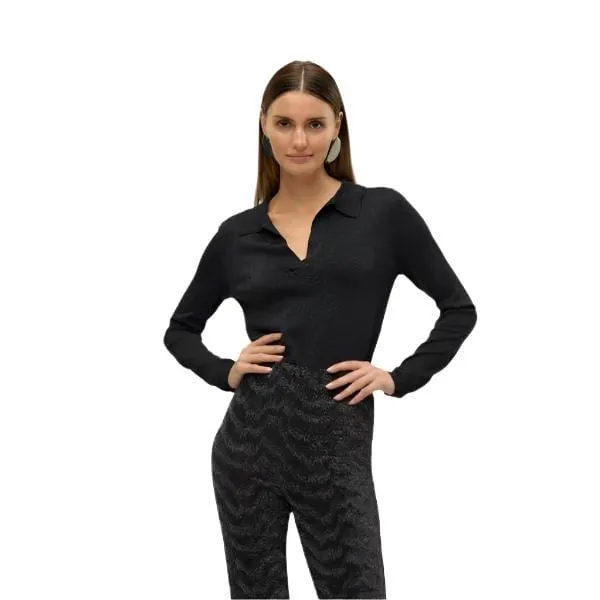 Vero Moda AWARE Vmnight Long sleeves V-neck Polo Knit Vma in Black