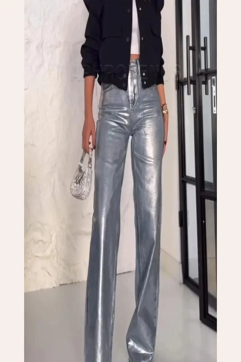 Vintage Blue Chrome-Look Chic Jean